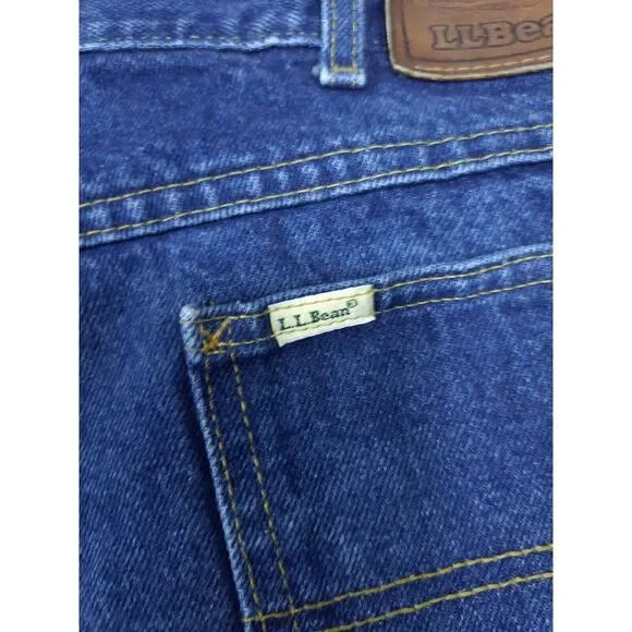 L.L. Bean Jeans‎ Mens 38×30 Vintage Blue Denim Flannel Lined Red Tartan Plaid